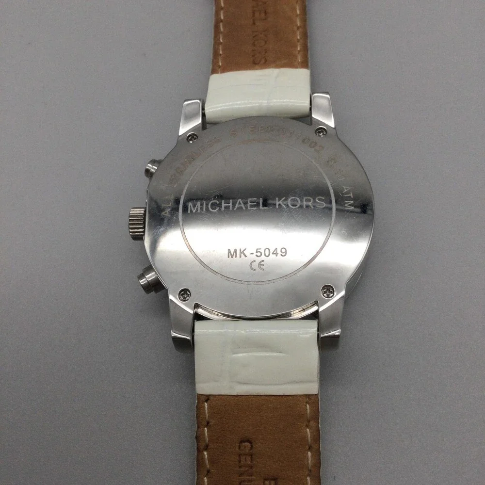 Michael Kors Womens Watch 36mm MOP Dial Chronograph MK-5049 New Battery
